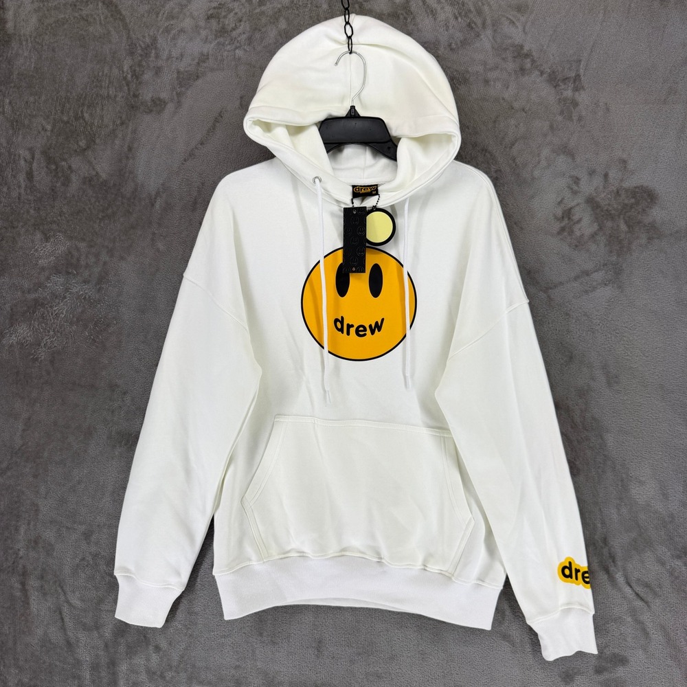 Drew House Hoodie Mens M Mascot Smiley Face White Graphic NEW